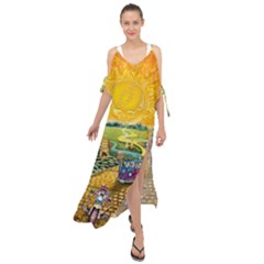 Grateful Dead Golden Road Maxi Chiffon Cover Up Dress by Bedest