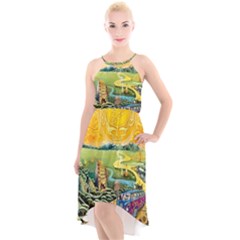 Grateful Dead Golden Road High-low Halter Chiffon Dress  by Bedest