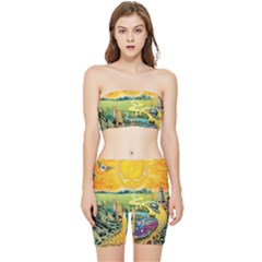 Grateful Dead Golden Road Stretch Shorts And Tube Top Set by Bedest