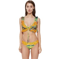 Grateful Dead Golden Road Low Cut Ruffle Edge Bikini Set by Bedest