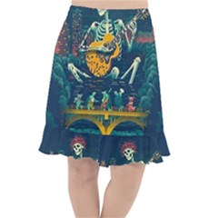 Grateful Dead Singing Skeleton Fishtail Chiffon Skirt by Bedest