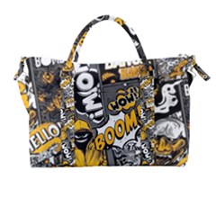 Boom Bang Art Crazy Drawing Graffiti Hello Retro Sayings Yellow Carry-on Travel Shoulder Bag by Bedest