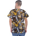 Boom Bang Art Crazy Drawing Graffiti Hello Retro Sayings Yellow Men s V-Neck Scrub Top View2