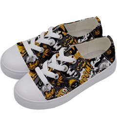 Boom Bang Art Crazy Drawing Graffiti Hello Retro Sayings Yellow Kids  Low Top Canvas Sneakers