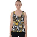 Boom Bang Art Crazy Drawing Graffiti Hello Retro Sayings Yellow Velvet Tank Top View1