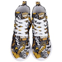 Boom Bang Art Crazy Drawing Graffiti Hello Retro Sayings Yellow Women s Lightweight High Top Sneakers by Bedest