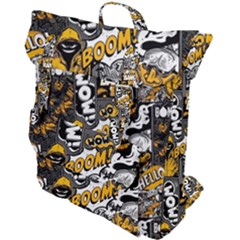 Boom Bang Art Crazy Drawing Graffiti Hello Retro Sayings Yellow Buckle Up Backpack by Bedest