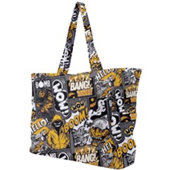 Boom Bang Art Crazy Drawing Graffiti Hello Retro Sayings Yellow Simple Shoulder Bag by Bedest