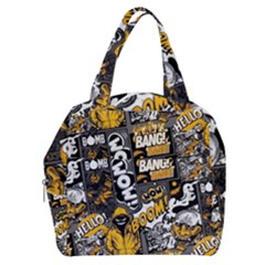 Boom Bang Art Crazy Drawing Graffiti Hello Retro Sayings Yellow Boxy Hand Bag by Bedest