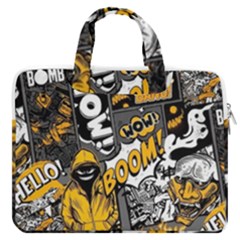 Boom Bang Art Crazy Drawing Graffiti Hello Retro Sayings Yellow Macbook Pro 13  Double Pocket Laptop Bag by Bedest