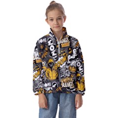 Boom Bang Art Crazy Drawing Graffiti Hello Retro Sayings Yellow Kids  Half Zip Hoodie