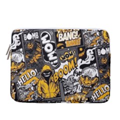 Boom Bang Art Crazy Drawing Graffiti Hello Retro Sayings Yellow 14  Vertical Laptop Sleeve Case With Pocket by Bedest