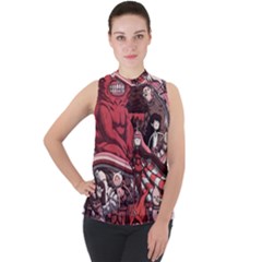 Adventure Time Cartoon Mock Neck Chiffon Sleeveless Top by Bedest