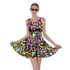 Graffiti Word Seamless Pattern Skater Dress by Bedest