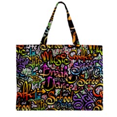 Graffiti Word Seamless Pattern Zipper Mini Tote Bag by Bedest