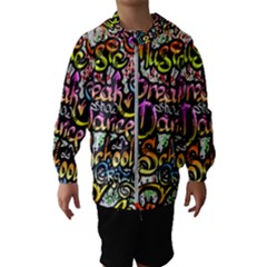 Graffiti Word Seamless Pattern Kids  Hooded Windbreaker