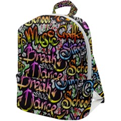 Graffiti Word Seamless Pattern Zip Up Backpack by Bedest