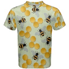 Bees Pattern Honey Bee Bug Honeycomb Honey Beehive Men s Cotton T-shirt by Bedest