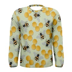 Bees Pattern Honey Bee Bug Honeycomb Honey Beehive Men s Long Sleeve T-shirt by Bedest