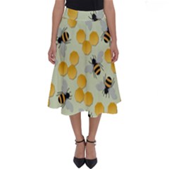 Bees Pattern Honey Bee Bug Honeycomb Honey Beehive Perfect Length Midi Skirt by Bedest