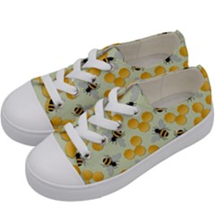 Bees Pattern Honey Bee Bug Honeycomb Honey Beehive Kids  Low Top Canvas Sneakers by Bedest