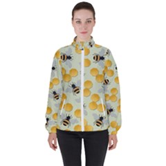 Bees Pattern Honey Bee Bug Honeycomb Honey Beehive Women s High Neck Windbreaker by Bedest