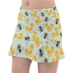 Bees Pattern Honey Bee Bug Honeycomb Honey Beehive Classic Tennis Skirt by Bedest