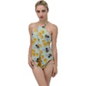 Bees Pattern Honey Bee Bug Honeycomb Honey Beehive Go with the Flow One Piece Swimsuit View1