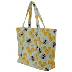 Bees Pattern Honey Bee Bug Honeycomb Honey Beehive Zip Up Canvas Bag by Bedest