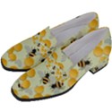 Bees Pattern Honey Bee Bug Honeycomb Honey Beehive Women s Chunky Heel Loafers View2