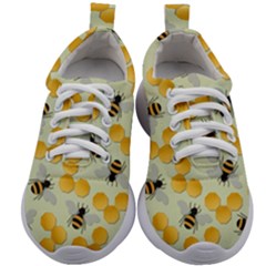 Bees Pattern Honey Bee Bug Honeycomb Honey Beehive Kids Athletic Shoes by Bedest