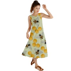 Bees Pattern Honey Bee Bug Honeycomb Honey Beehive Summer Maxi Dress by Bedest