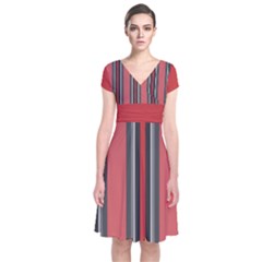 Altrosa Rosa Grau Streifen Short Sleeve Front Wrap Dress by 2607694c