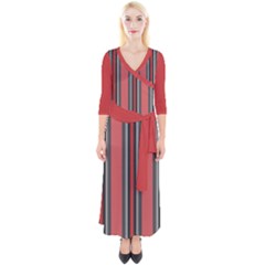 Altrosa Rosa Grau Streifen Quarter Sleeve Wrap Maxi Dress by 2607694c