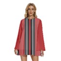 Altrosa Rosa Grau Streifen Round Neck Long Sleeve Bohemian Style Chiffon Mini Dress View1