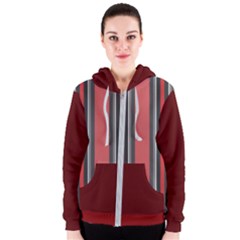 Dunkelrot4 Rosa Grau Streifen Dunkelrot3 Women s Zipper Hoodie by 2607694c