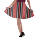 Dunkelrot4 Rosa Grau Streifen Dunkelrot3 A-line Skater Skirt View2