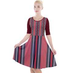 Dunkelrot4 Rosa Grau Streifen Dunkelrot3 Quarter Sleeve A-line Dress by 2607694c