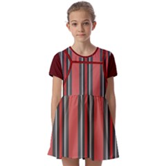 Dunkelrot4 Rosa Grau Streifen Dunkelrot3 Kids  Short Sleeve Pinafore Style Dress by 2607694c