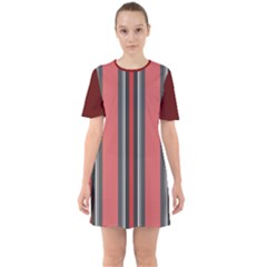 Dunkelrot4 Rosa Grau Streifen Dunkelrot3 Sixties Short Sleeve Mini Dress by 2607694c