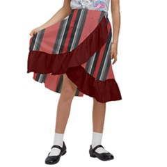 Dunkelrot4 Rosa Grau Streifen Dunkelrot3 Kids  Ruffle Flared Wrap Midi Skirt by 2607694c