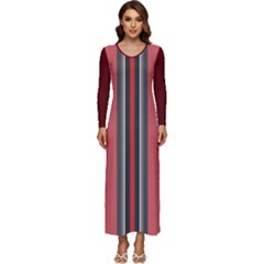 Dunkelrot4 Rosa Grau Streifen Dunkelrot3 Long Sleeve Longline Maxi Dress by 2607694c