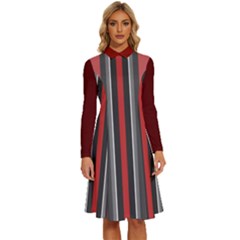 Dunkelrot4 Rosa Grau Streifen Dunkelrot3 Long Sleeve Shirt Collar A-line Dress by 2607694c