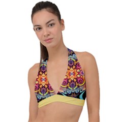 Gelb Floral Halter Plunge Bikini Top by 2607694c