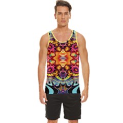 Gelb Floral Men s Wide Collar Tank Top