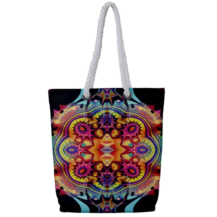 Gelb floral Full Print Rope Handle Tote (Small)