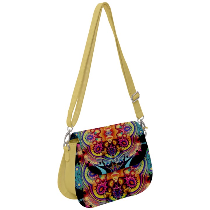 Gelb floral Saddle Handbag