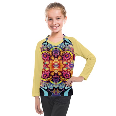 Gelb Floral Kids  Long Mesh T-shirt by 2607694c