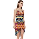 Gelb floral Wrap Frill Dress View3