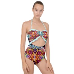 Abstrakte Blume Scallop Top Cut Out Swimsuit by 2607694c